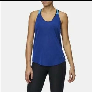Nike Just Do It Elastika Racerback Blue Tank Top Workout Women's Size Large